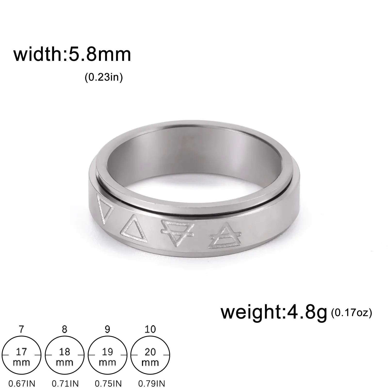 Rotatable Triangle Pattern Stainless Steel Ring
