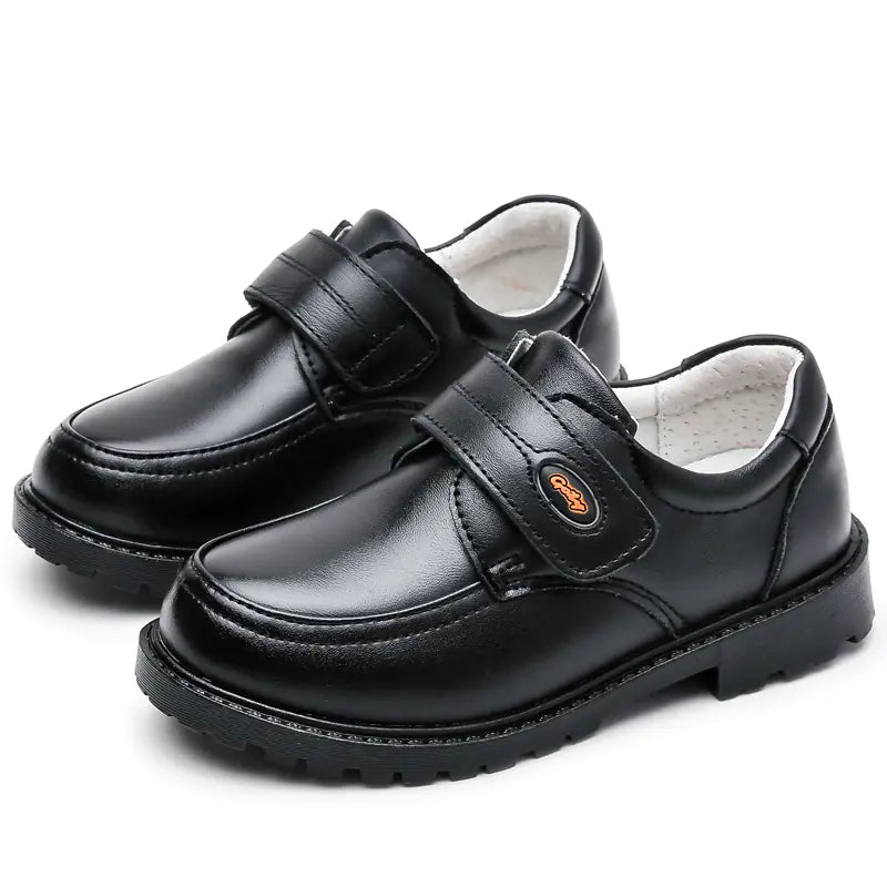 Boys Black Leather Toe Top Cowhide British Soft Sole