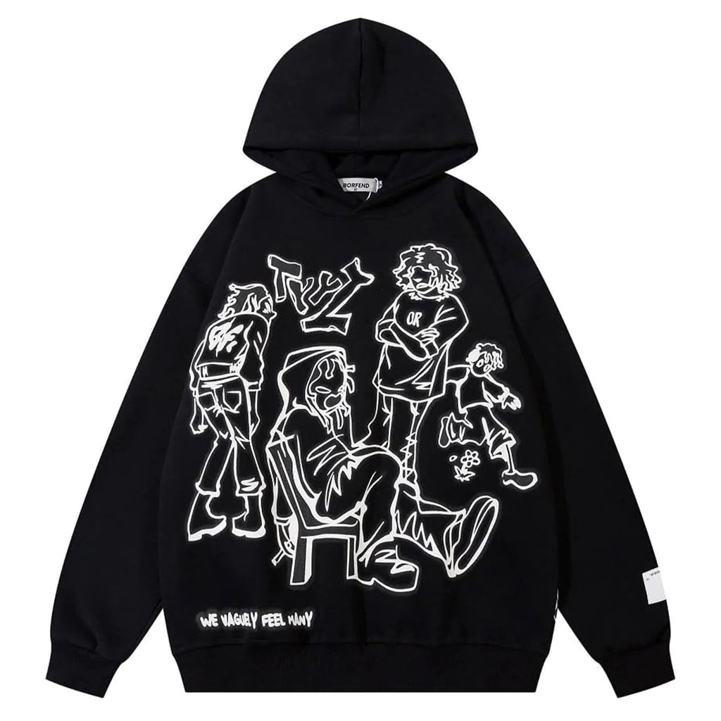 POOPMOOM Y2k Hoodie Men Women Grunge Graphic Hoodies Oversized Aesthetic Hoodies Pullover Alt Emo Hip Hop Streetwear